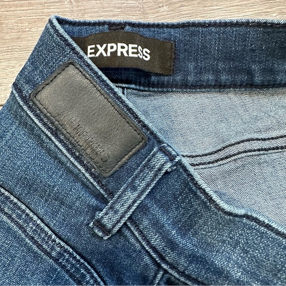 Express High Waisted Denim Perfect Stretch Ripped Ankle Skinny Jeans 4 Regular - Picture 5 of 16